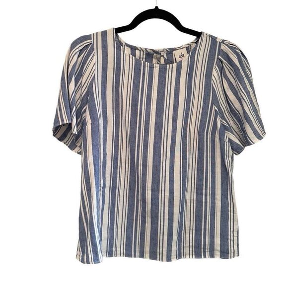 Cabi blue and white striped linen blouse- size s - Picture 1 of 8